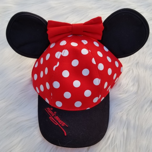 minnie mouse polka dot ears baseball cap for adults